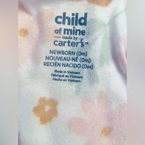 Baby Girl Clothes Child Mine Carter's Pink Floral Footed Outfit - Picture 3 of 3